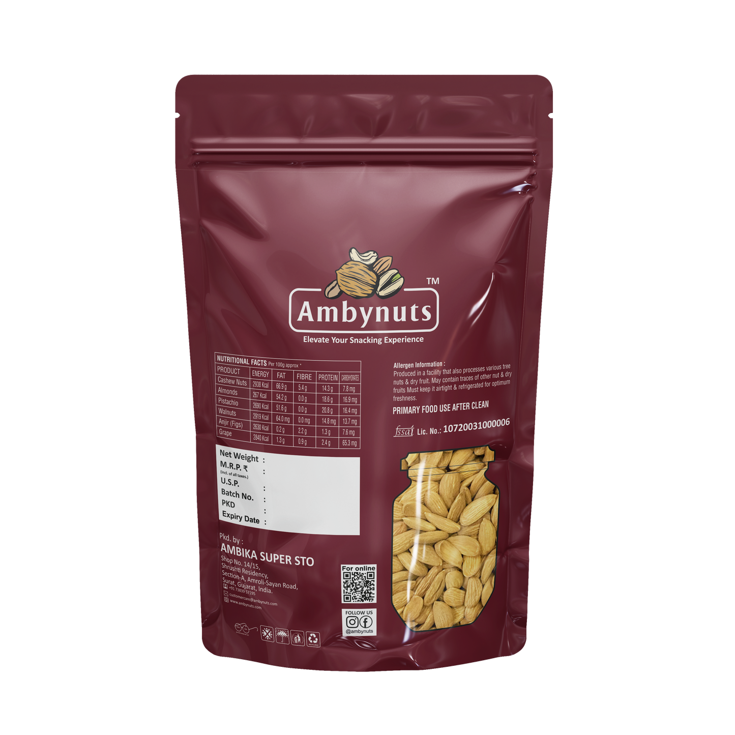 Amby nuts (Premium mamra Almond)  100% Natural