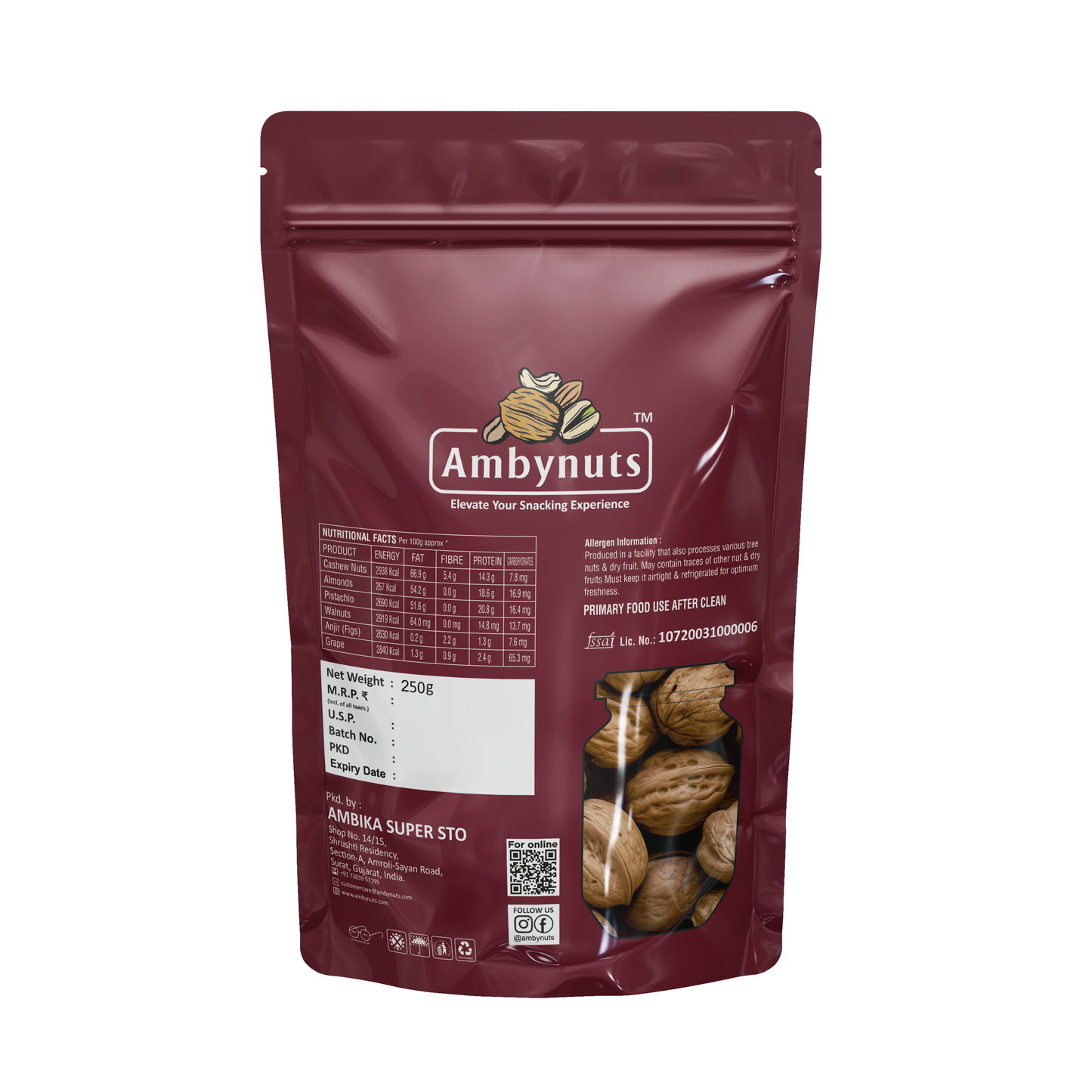 Amby Nuts (Premium Walnuts Inshell - (Akhrot)