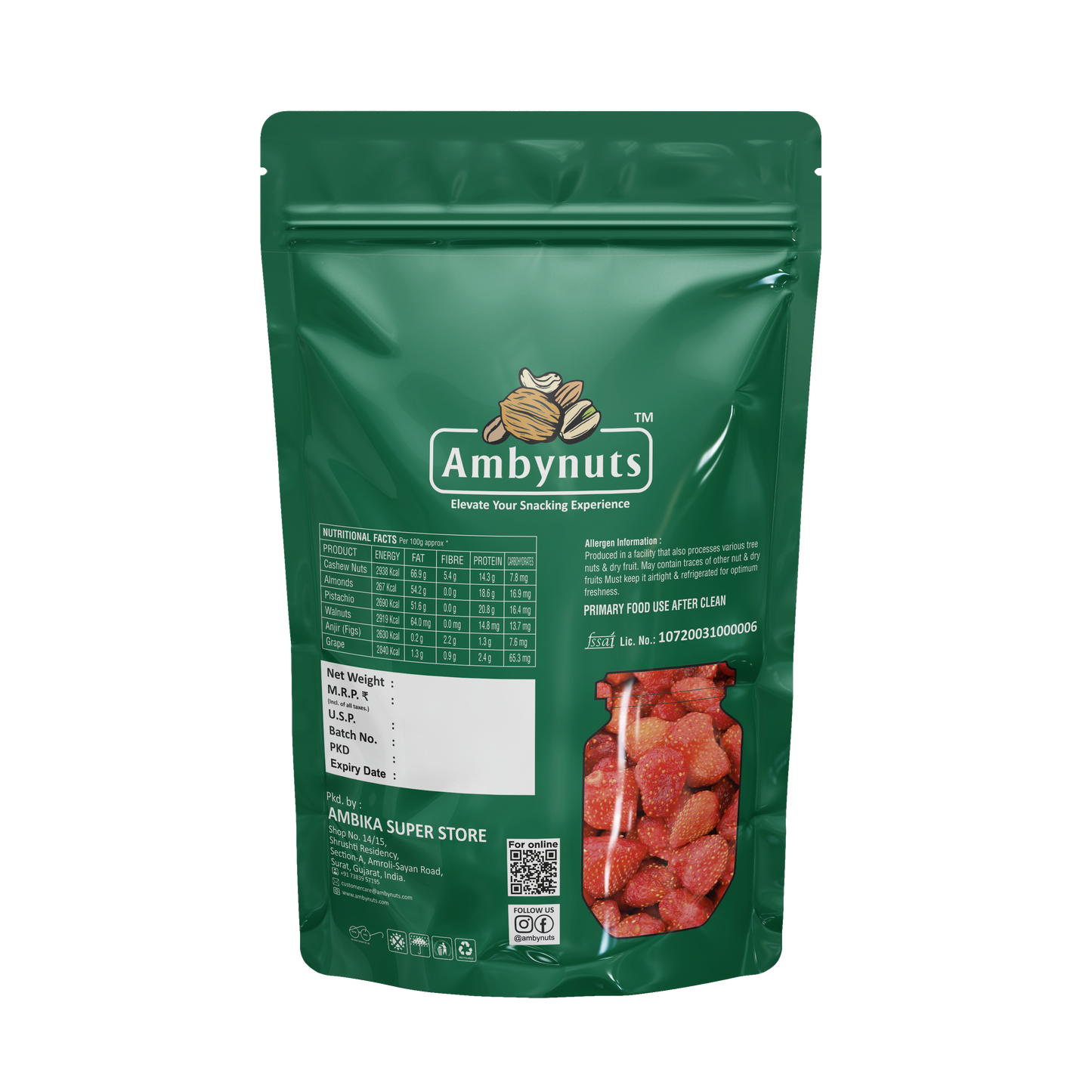 Amby Nuts(Dried Whole Strawberry)